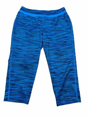 Mambo girls XL 16 blue striped capri leggings stretch athletic activewear pants